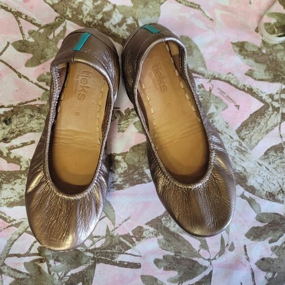 Tieks Metallic Bronze Leather Ballet Flats Womens Size 6 - Picture 1 of 8